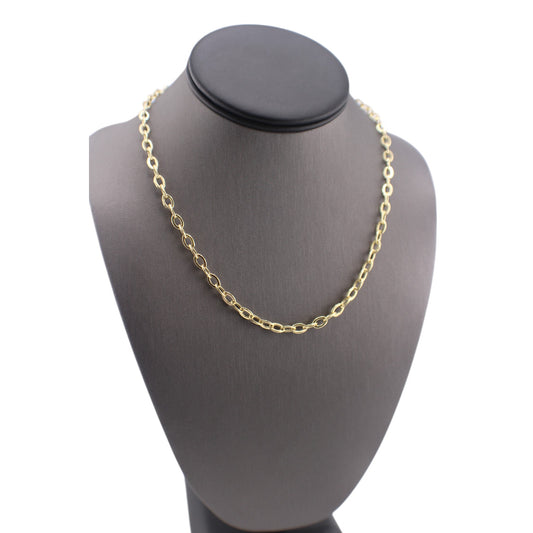 14KT Yellow Semi-Solid Round Paper-Clip Link Gold Chain.