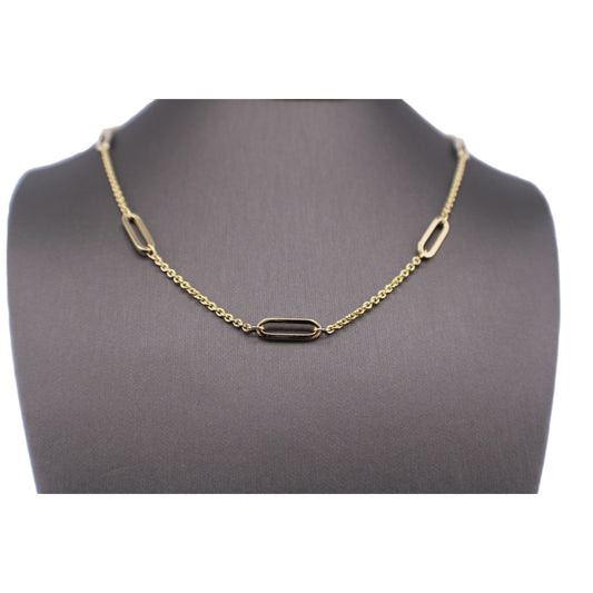 14KT Yellow Semi-Solid Paper-Clip and Cable Link Gold Chain.