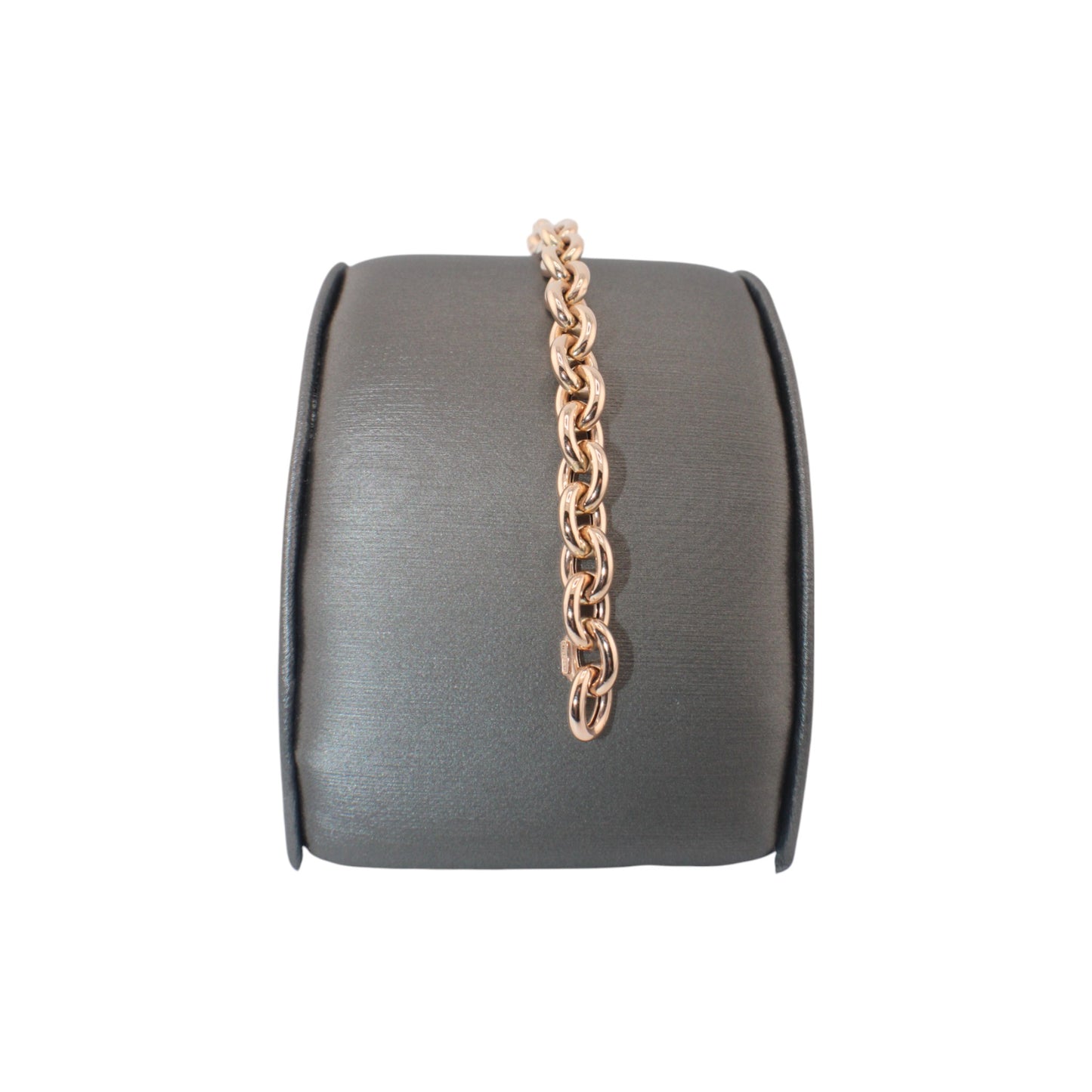 14KT Rose Gold Semi-Solid Rolo Link 8mm Bracelets
