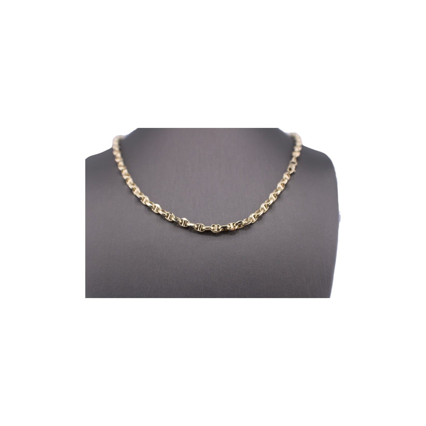 14KT Yellow Gold Fancy Puff Anchor Link Chain.