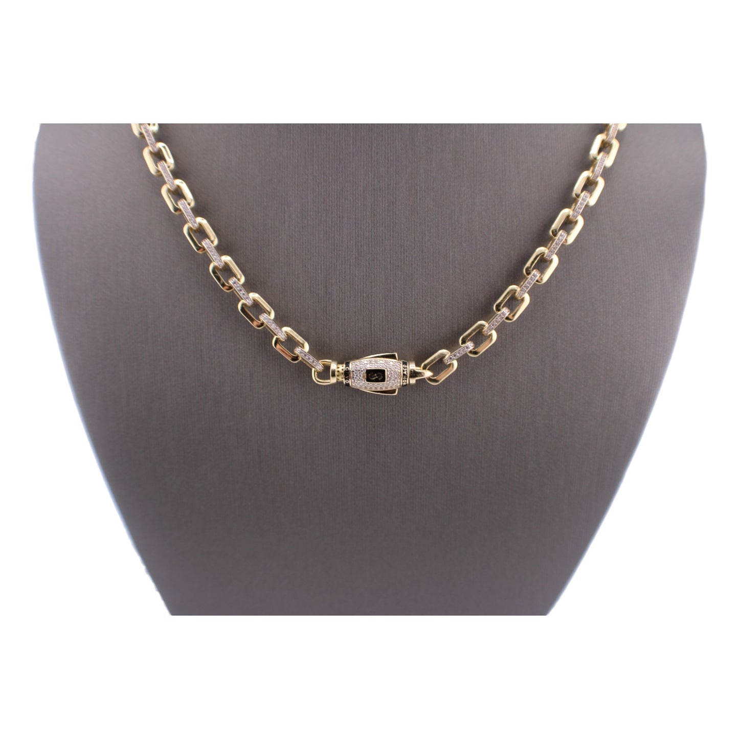 14KT Yellow Gold Fancy Monaco Square Link Chain.