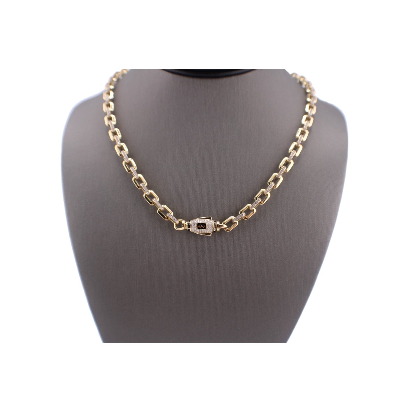 14KT Yellow Gold Fancy Monaco Square Link Chain.