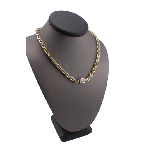 14KT Yellow Gold Fancy Monaco Square Link Chain.
