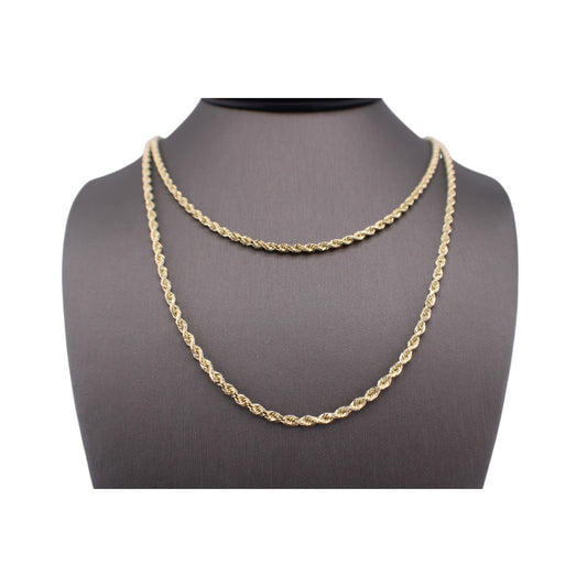 14KT Yellow Solid Gold Rope-Cut Chain