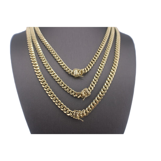 10KT Yellow Gold Fancy Cuban-Link Semi-solid Chain 22"