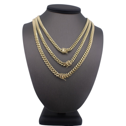 10KT Yellow Gold Fancy Cuban-Link Semi-solid Chain 24"
