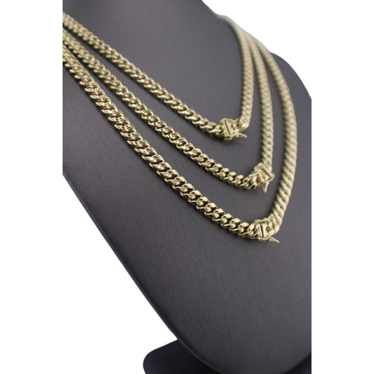 10KT Yellow Gold Fancy Cuban-Link Semi-solid Chain 20"