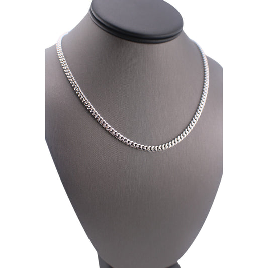 10KT White Gold Fancy Cuban-Link 4.5mm Semi-solid 18" Chain