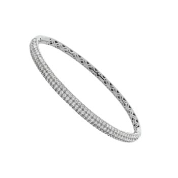 Silver Collection/ Multi-Row Of White Cz Bangle Bracelet