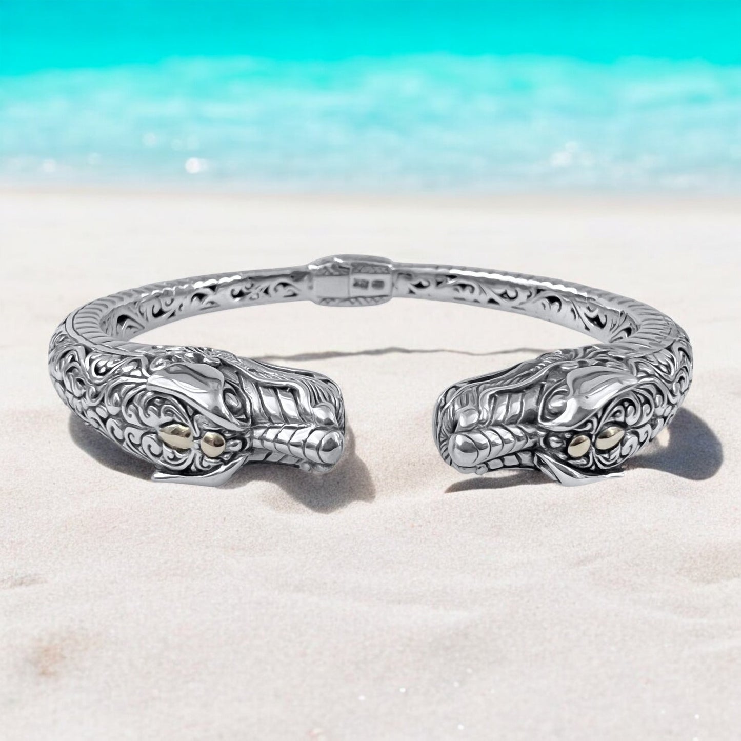 Bali Silver Collection W/ 18KT Spirit Dragon Bali Bangles