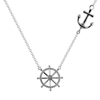 Sterling Silver Beach Life Collection Wheel & Anchor 18" Pendants