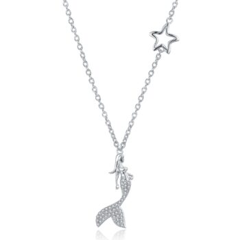 Sterling Silver Beach Life Collection Mermaid Mini Star 18" Pendants