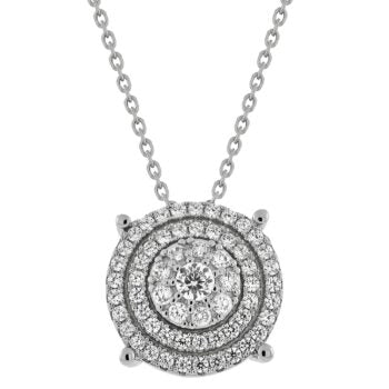 Silver Pendants Collection Row Circle W/ White Cz