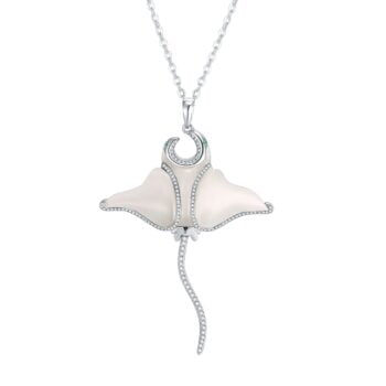 Sterling Silver Beach Life Collection White Shell/ Stingray 18" Pendants.