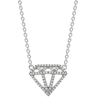 Silver Pendants Collection Chain 18" Diamond Cut Design W/ White Cz.