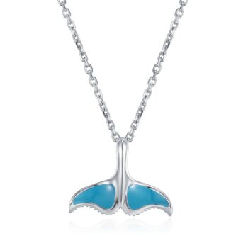 Sterling Silver Beach Life Collection Whale Tail W/Enamel 18" Pendants.