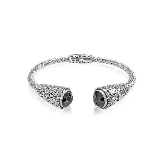 Bali Silver Collection W/ 18KT Onyx Wave & 3Teardrop Bali Bangles