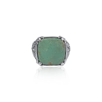 Bali Silver Collection W/18KT Turquoise Fleur de Design Bali Ring