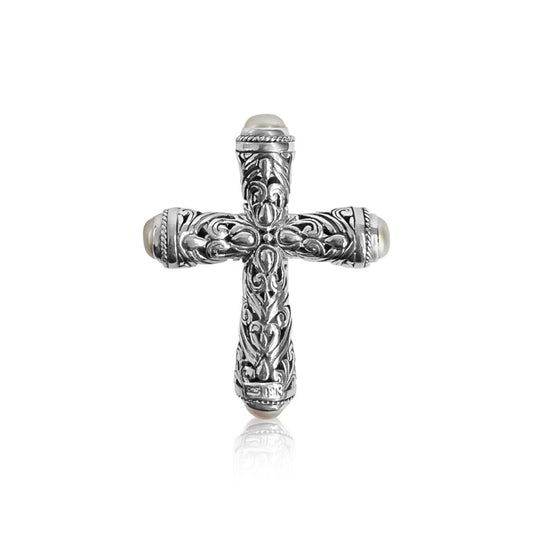 Bali Silver Collection Pendants W/18KT White FWP Cross